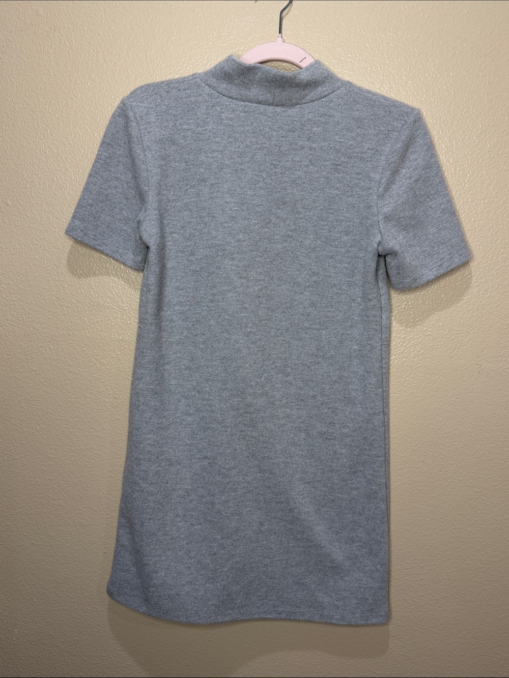 NEW Zara Cotton Blend Reverse Seam Short Sleeve Mini Dress - Grey - Picture 8 of 8